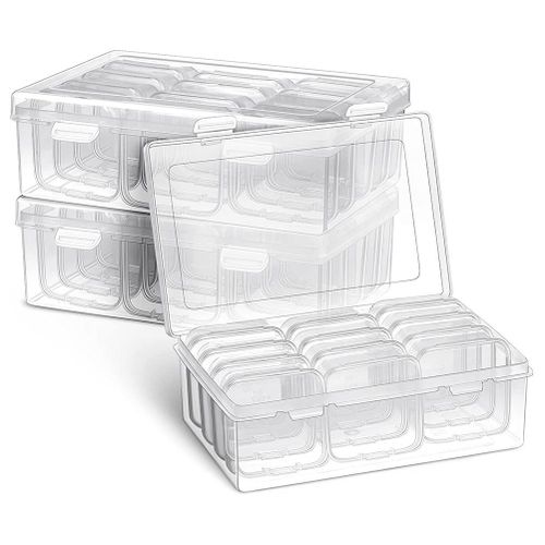  3 Sets Clear Plastic Storage Cases Small Beads Organizer  Container Transparent Boxes with Hinged Lid for Small Items with Hinged Lid  and Rectangle Clear Craft Supply Cases(2.12 x 2.12 x 0.79 Inches)