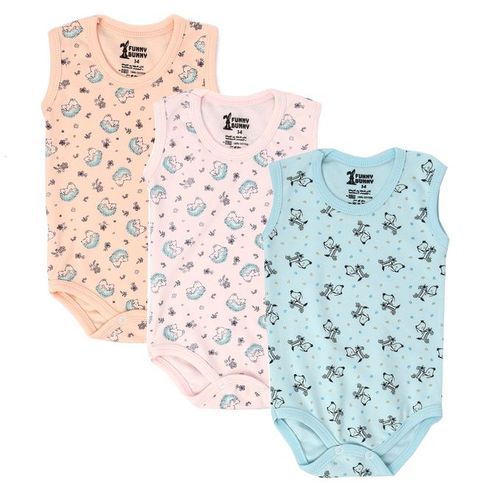 Buy Funny Bunny Set Of (3) Printed Bodysuit Cut - For Newborn Baby in Egypt