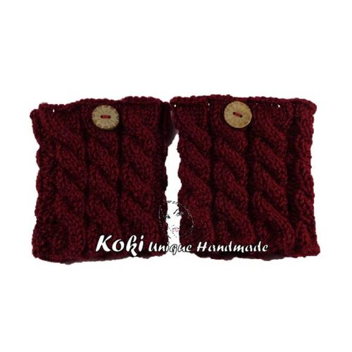 Buy Koki Unique Handmade Knitting Boot Cuffs - Dark Red in Egypt