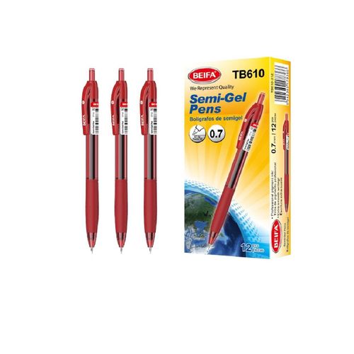 product_image_name-Beifa-قلم سيمى جيل من   بيفا 0.7 مم احمر موديل TB610-312-1