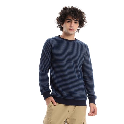Mens Round Neck Stripped Sweatshirt
