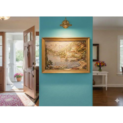 product_image_name-Generic-Landscape painting, staircase, tapestry, high-quality materials, natural wood frame, gold finish, size 57 by 77 cm-3