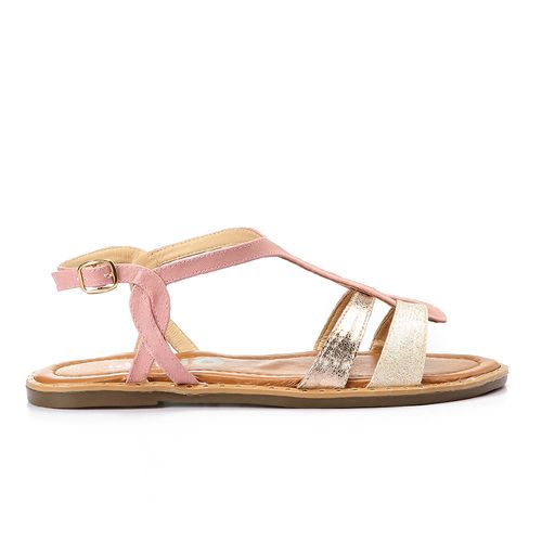 Buy Tata Tio Tri-Tone Buckle Flat Sandals - Cashmere in Egypt