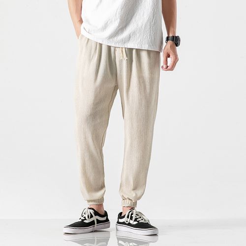 Men Cotton-linen Look Baggy Summer Pants Beach Casual Yoga Drawstring  Trousers | Fruugo KR