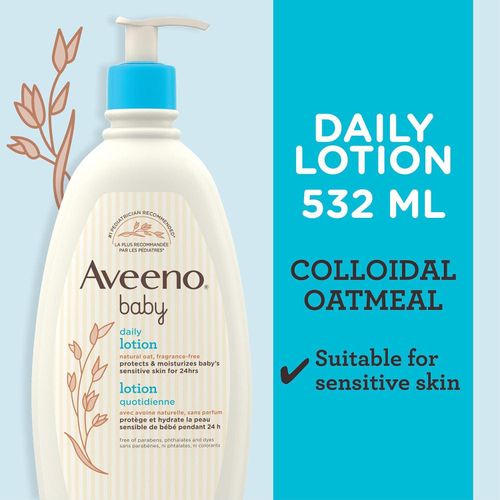 product_image_name-Aveeno Baby-Lotion Daily Moisturizing Cream for baby's Sensitive Skin - natural oat, Fragrance Free, 532 mL -2