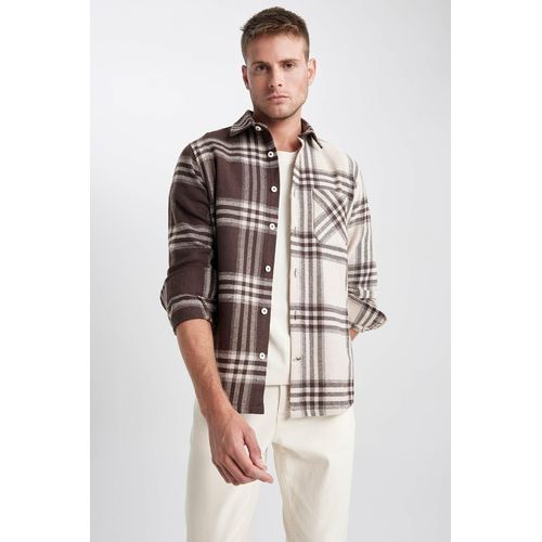 Buy Defacto Man Woven Regular Fit Polo Neck Long Sleeve Shirt in Egypt