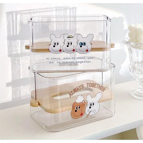 product_image_name-Generic-موزع مناديل أكريليك مستطيل بتصميم دب لطيف مع غطاء من خشب الخيزران قابل للإزالة ومقياس جانبي عملي للمنزل-8