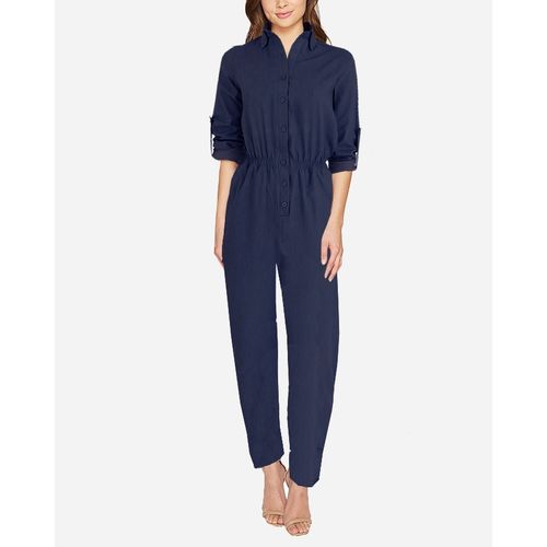 navy blue long sleeve jumpsuit