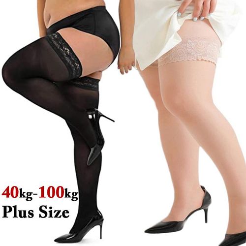 Plus Size Casual Stockings Women's Plus Flocked Dot Semi - Temu United Arab  Emirates