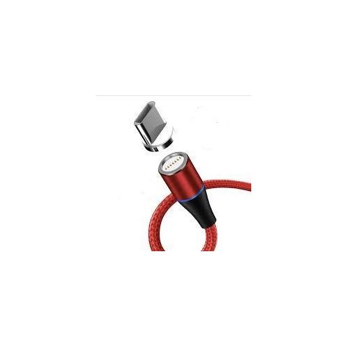 Generic كيبل شحن مغناطيسي سريع (Type-C) - تصميم أحمر مضفر مع إضاءة LED زرقاء - image 4