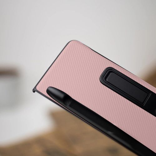 product_image_name-Generic-جراب حماية من الجلد الصناعي متوافق مع هاتف سامسونج جالاكسي زد فولد 4 - مقاوم للصدمات - جلد فاخر (مع حامل قلم) - من تين تك (وردي)-1