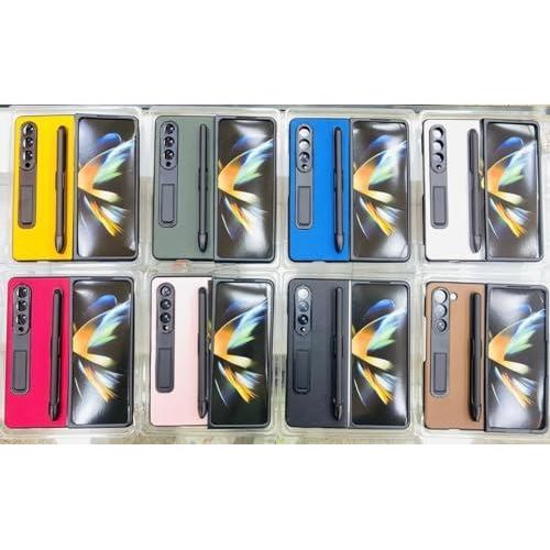 product_image_name-Generic-جراب حماية من الجلد الصناعي متوافق مع هاتف سامسونج جالاكسي زد فولد 4 - مقاوم للصدمات - جلد فاخر (مع حامل قلم) - من تين تك (وردي)-4