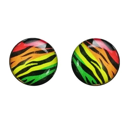 Buy Multicolor Rasta Zebra Print Button Earrings Ear Piercing Jewelry in Egypt