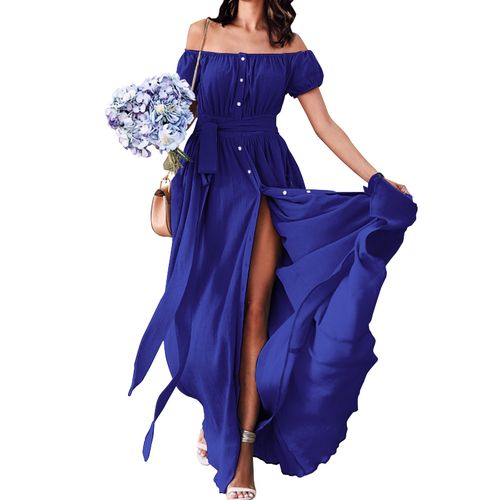 Off Shoulder Split Party Maxi Dress 