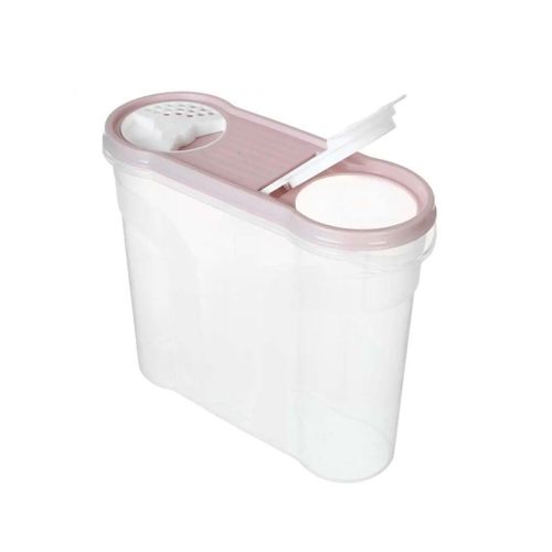 product_image_name-Generic-Airtight Food Storage Container with Easy Pour Lid Plastic Cereal and Rice and Pasta & Dry Food Organizer Transparent Body with Pink Lid-1