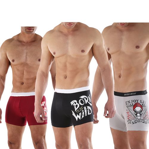 Buy Embrator Pack Of 3 Boxers Half Short Printed in Egypt