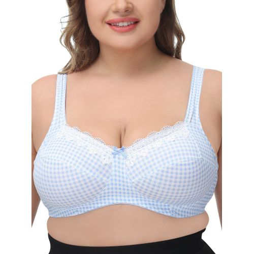 Generic Women Plus Size Bra Soft No Underwire Lace Plaid Bras @ Best Price  Online