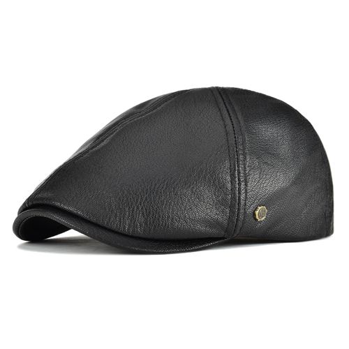 Winter Leather Baseball Cap Earflap Fitted Hats Men Soft 