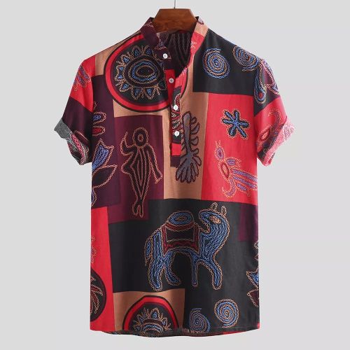 Fashion Mens Vintage Printing Ethnic 