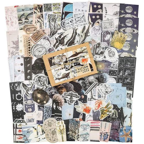 Vintage Scrapbook Supplies Pack (200 Pcs) for Art Journaling Junk Journal Planners DIY Paper Stickers (A), Other