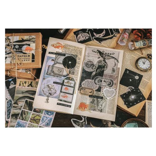 Vintage Scrapbook Supplies Pack (200 Pcs) for Art Journaling Junk Journal Planners DIY Paper Stickers (A), Other