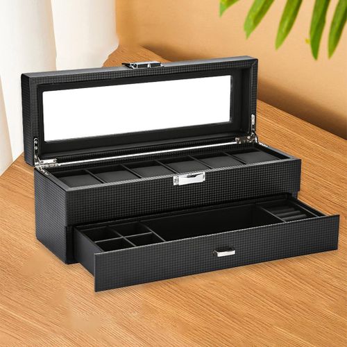 Generic Watch Box Display Case Organizer Top Glass Jewelry Storage