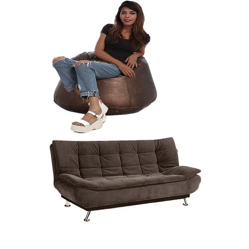 Buy Art Home Sofa Bed +PVC  Bean Bag - Brown in Egypt