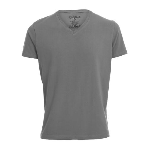 Buy Lemarche Solid V-Neck Men Casual T-shirt - Grey in Egypt