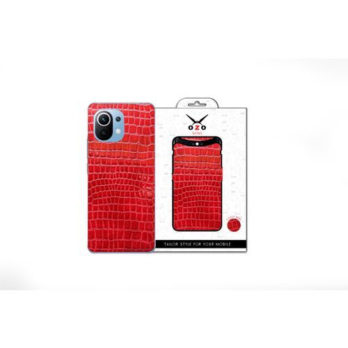 product_image_name-OZO Skins-Luxury Skin Red Leather Snack (SL107RLS) Skin for Xiaomi Mi11 lite-1
