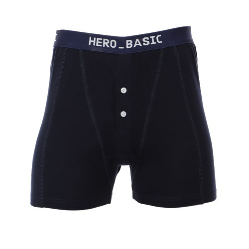 Buy Hero Basics Men Logo Print Buttoned Boxer - Navy Blue in Egypt