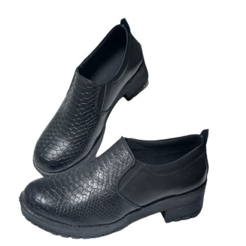 Buy Leather Medium Heel Women's Shoes - Black in Egypt