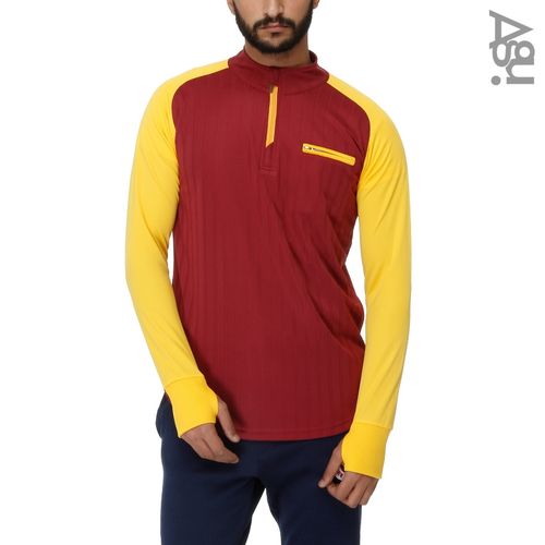 Buy AGU Zipped T-shirt - Maroon & Yellow in Egypt