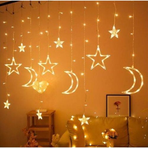 product_image_name-Generic-LED Curtain String Lights 3x3m Star & Moon – Multi color, 220V -1