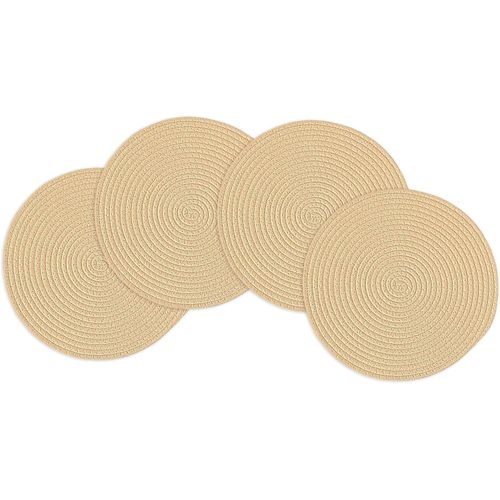 product_image_name-Generic-Round Woven Placemats Set of 4, 13 Inches Kitchen Table Place Mats for Dining Table, Trivets for Hot Pots and Pans, Boho Table Decorations for Table Setting, Tabletop Accessories (Brown)-1
