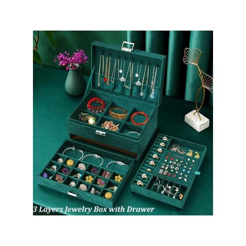 product_image_name-Generic-Shein Jewelry and makeup bag/ A multi-layer bag for organizing jewelry, accessories and makeup, consisting of 3 layers with a lock and made of high-quality materials.-4