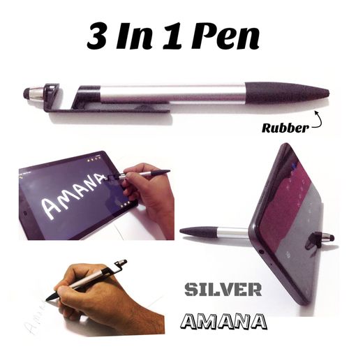 product_image_name-Generic-قلم أمان 3 في 1 للكتابة والأجهزة الذكية - 1 قطعة - فضي / أسود-1
