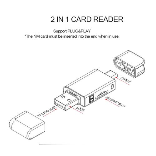 2 in 1 Card Reader,NM Card Dual Use Card Reader with USB 3.0 and USB Type-C  Interface : : Electronics