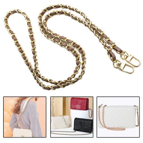 Leather+Metal Chain Purse Handle Replacement Metal Gold Chain