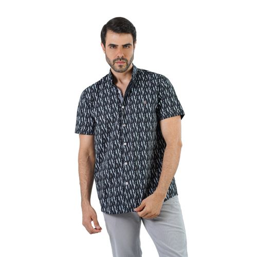 Buy Clever Shirt Cotton Black Half Sleeve in Egypt