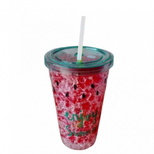 Smoothie Plastic Drink Cup Iced Straw Liquid Beaker Lid 500ml Coffee Juice