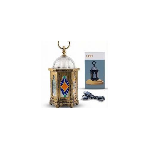 product_image_name-Generic-Decorative Lantern with Glass Dome Moroccan Style, Battery Powered-1