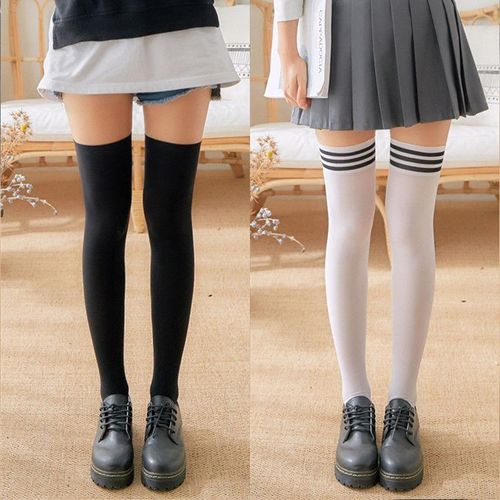 Fashion New Medias Black White Striped Long Socks Women Velet Over Knee  Thigh High Stockings Girls Anime Lolita Cosplay Costumes @ Best Price  Online