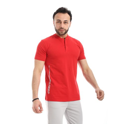 Andora Short Sleeve Solid Pattern Pajama Set - Grey & Red - image 5