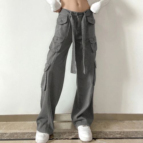 Cargo Sweat Pants for Women Wide Leg Joggers with Large Pockets by