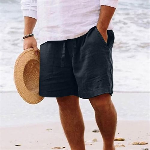 Generic Faux Cotton Linen Shorts Pocket Drawstring Pants Men Casual Solid Color Shorts Pantalones Cortos Gym Fitness Sports Bermuda Best Price Online Jumia Egypt