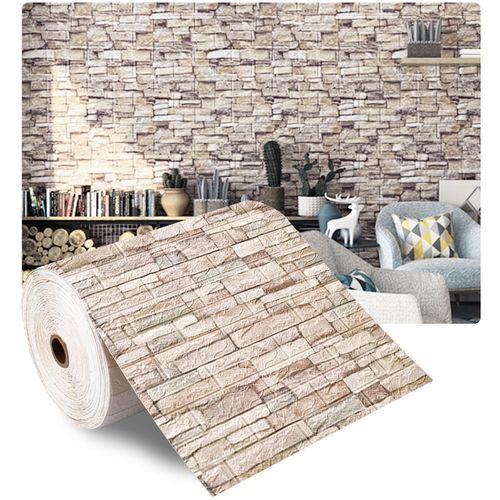 Buy 3D Continuous Brick Wall Stickers Self-adhesive Wallpaper Waterproof Sticker DIY Home Decor Sticker Foam Wallpaper Wall Decals Mixed White in Egypt