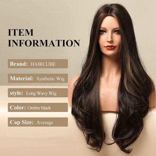 product_image_name-Generic-باروكة بني، للنساء، من شعر صناعي بمظهر طبيعي طويل ومموج بلون اومبري بلوند بفرق في المنتصف للازياء الافريقية اليومية/الحفلات/الكوسبلاي من هير كيوب-4