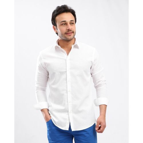 Buy Premoda Solid Long Sleeves Buttoned Shirt - White in Egypt