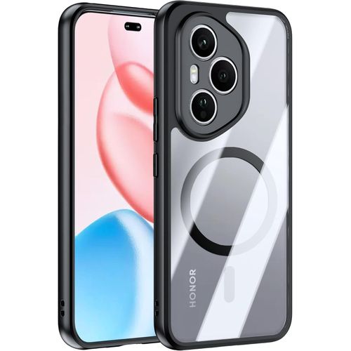 product_image_name-Generic-جراب حماية خلفي مغناطيسي للموبايل صلب ورفيع وناعم من البولي يوريثين المقاوم للحرارة ممتص للصدمات ومضاد للإصفرار لـهونر 400 برو شبكة الجيل الخامس 5G، أسود وشفاف-1