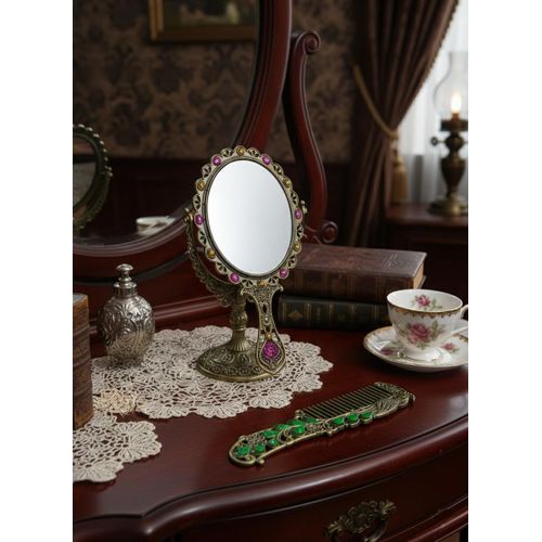 product_image_name-Generic-طقم مرآة يد ومشط معدن كلاسيك "فينتج" مقاوم للصدأ - طقم هدايا فاخر في علبة أنيقة - قطعتين-1